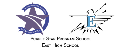 Purple Star Program School, East High School along with logo for both